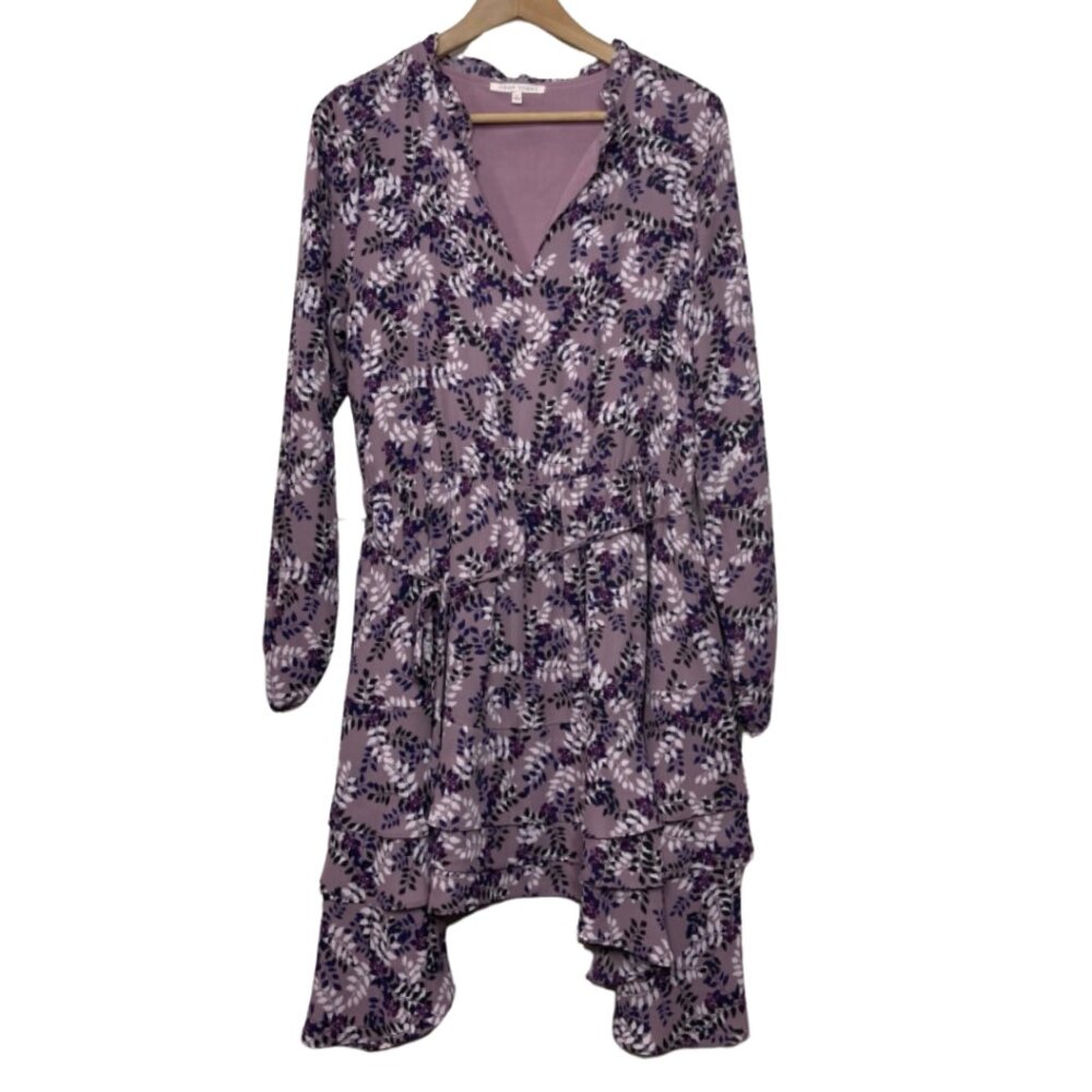YOUR STORY | Womens Purple Floral Long Sleeve Mini Dress | Size L